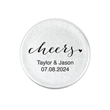 Custom Engraved Metal Bottle Stopper with Script Cheers Design