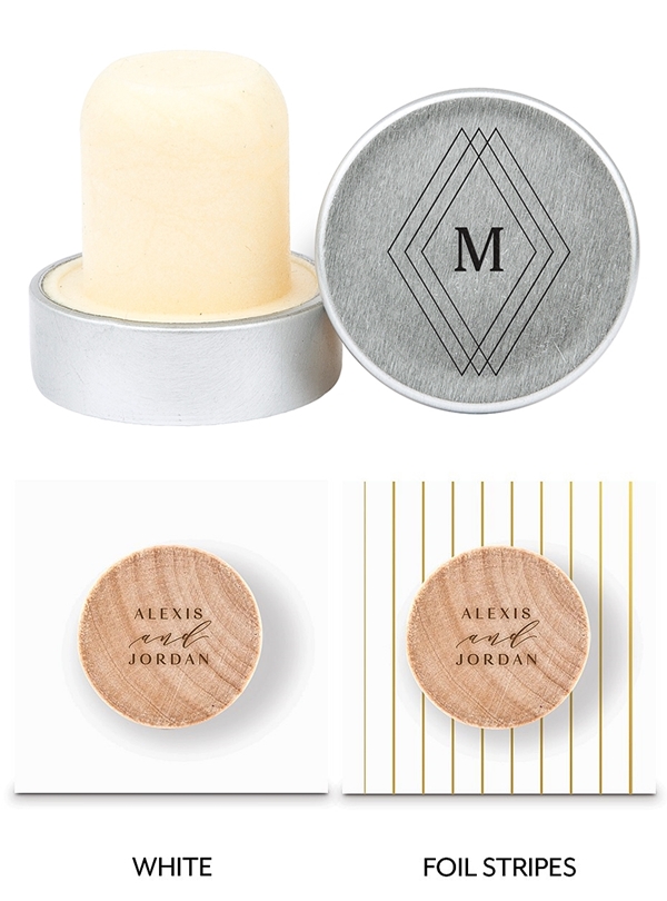 Custom Engraved Metal Bottle Stopper with Diamond Emblem Monogram