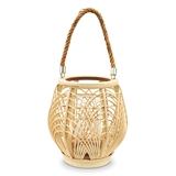 Weddingstar Large Natural Rattan Hanging Lantern with Glass Chimney