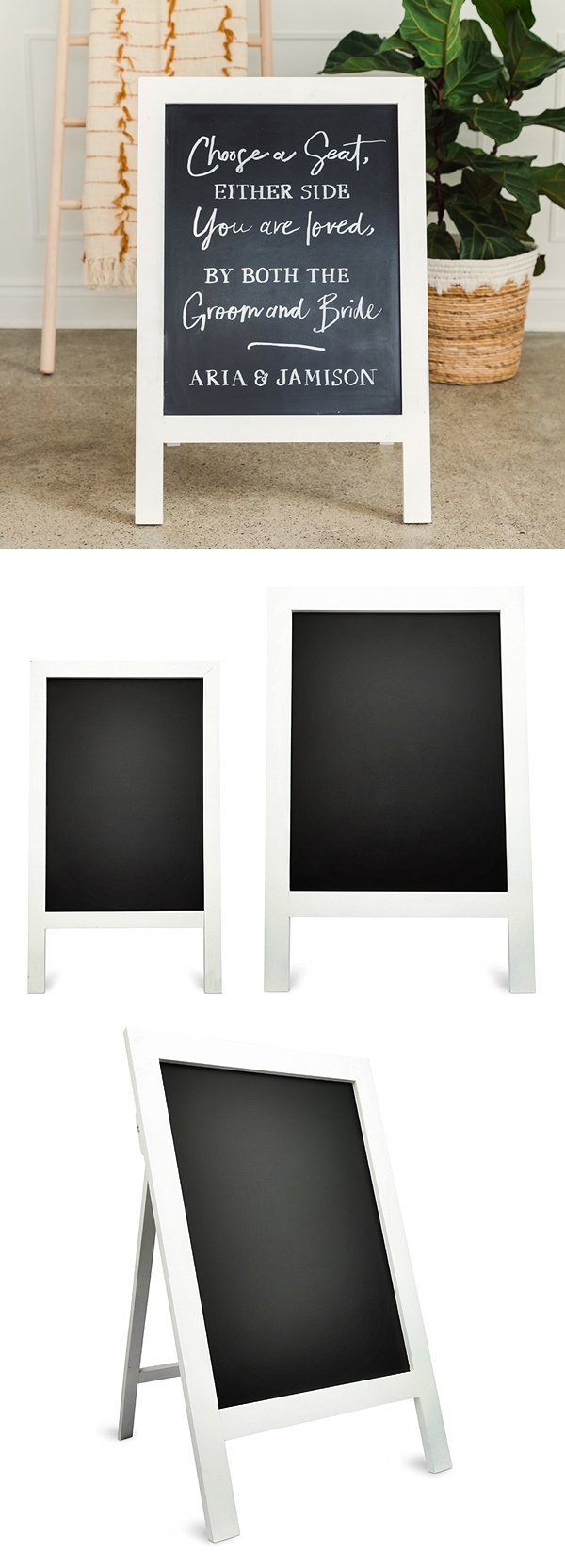 Weddingstar White Framed Rectangular Chalkboard Easel Sign (2 Sizes)
