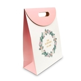 Personalized Blush Wreath Vintage Pink Paper Gift Bag with Handles