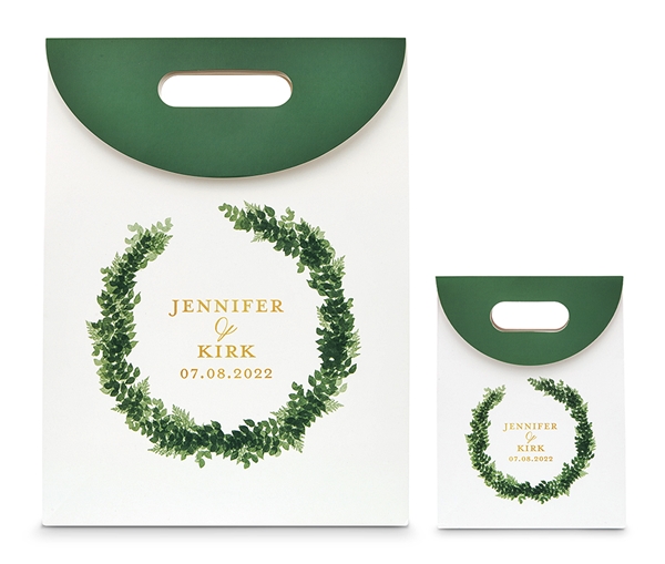 Personalized Greenery Love Wreath Paper Gift Bag with Handles