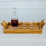 Engraved Decanter with Whiskey Rocks Glasses Gift-Set - Woodland Monogram