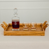 Engraved Decanter with Whiskey Rocks Glasses Gift-Set - Sans Serif Monogram
