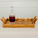 Engraved Decanter with Whiskey Rocks Glasses Gift-Set - Stacked Monogram