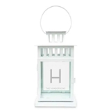 Personalized Large Decorative White Metal Hanging Lantern - Modern Initial