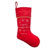 Custom Printed Plush Traditional Christmas Stocking - Happy Holidays