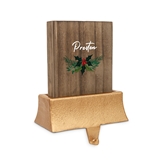 Personalized Wooden Christmas Stocking Holder - Holly Berries