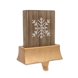Personalized Wooden Christmas Stocking Holder - Knit Sweater Snowflake