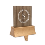 Personalized Wooden Christmas Stocking Holder - Blush Wreath Initial