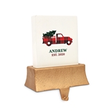 Personalized Buffalo Plaid Christmas Truck Design Xmas Stocking Holder