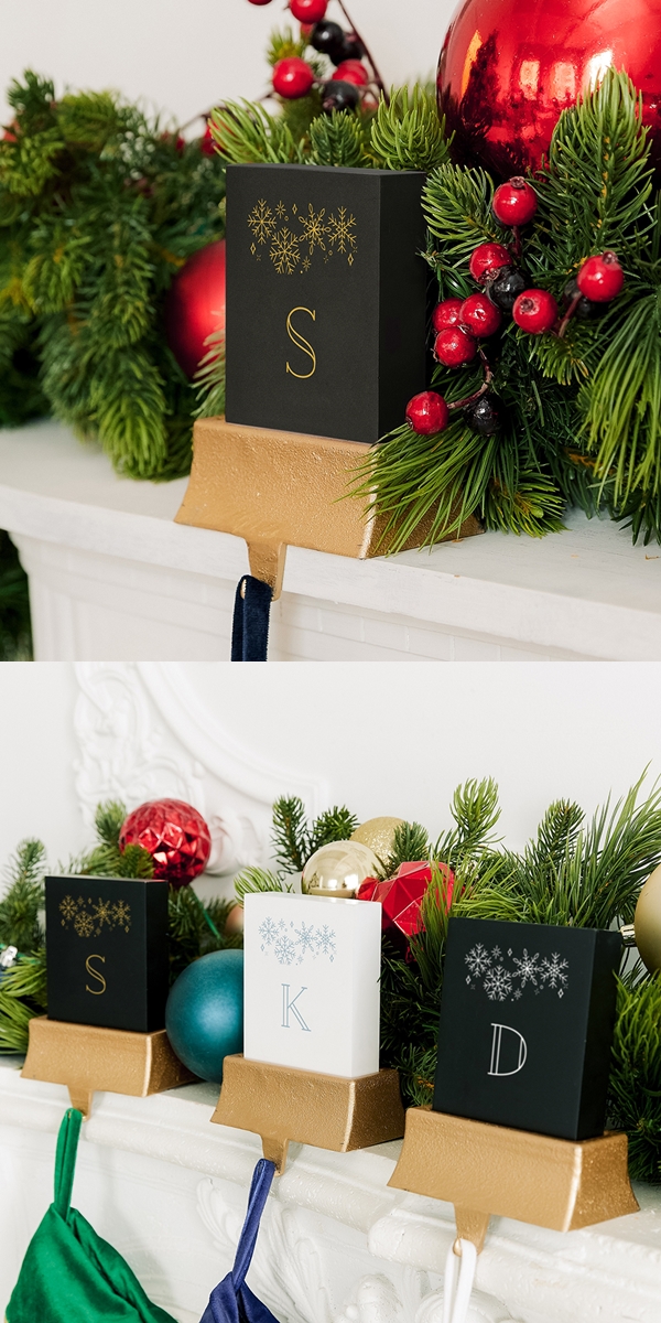 Personalized Christmas Stocking Holder - Merry Midnight Initial