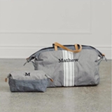 Personalized Light Gray Weekender Travel Duffle Bag & Toiletry Bag Set