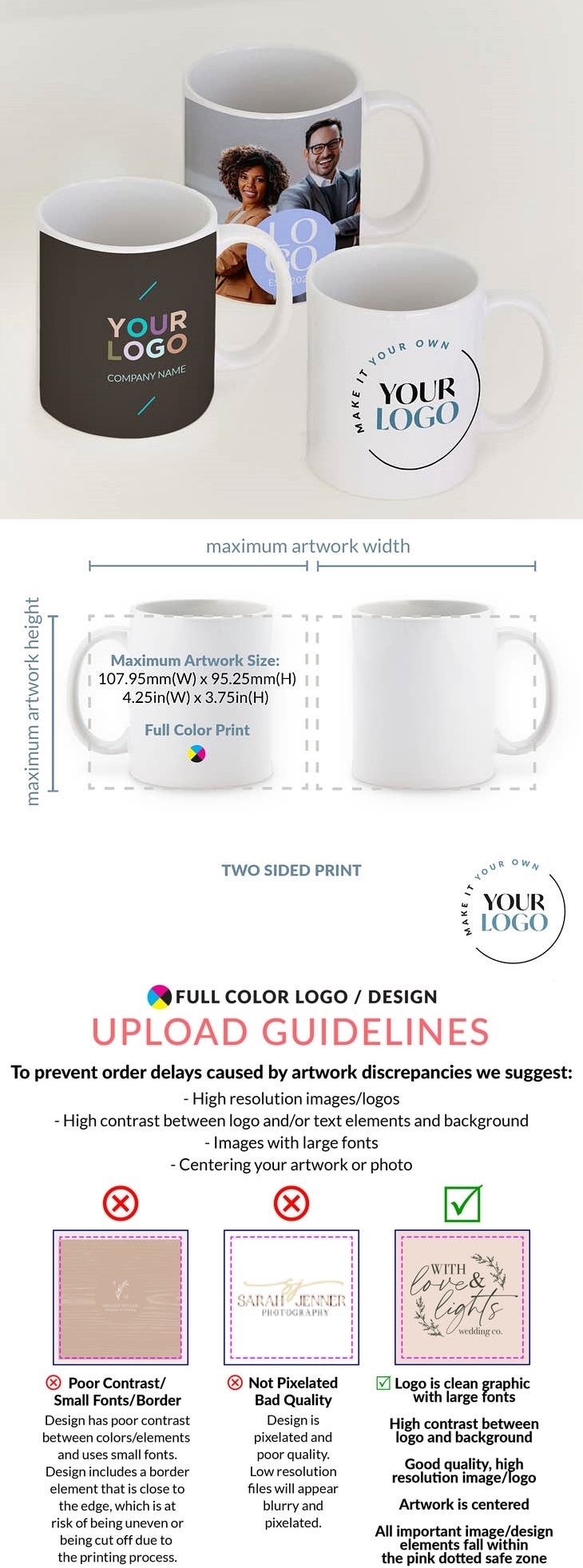'Make it Your Own' Logo/Design Custom-Printed 11oz White Ceramic Coffee Mug