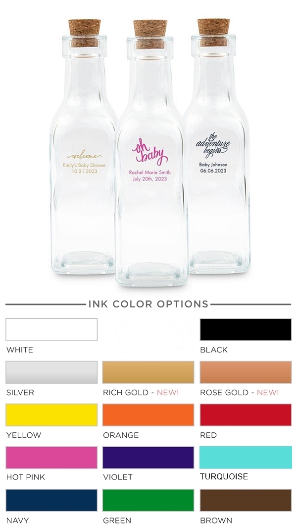 Weddingstar Personalized Glass Bottle with Cork Top (Baby Shower Designs)