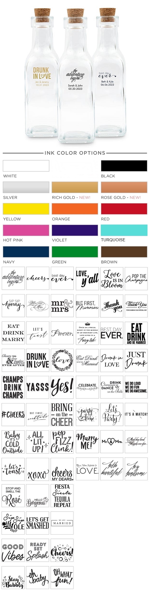 Weddingstar Personalized Glass Bottle with Cork Top (Trendy Sayings Deigns)