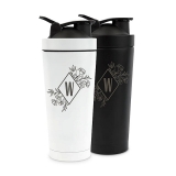 Custom Engraved Insulated Stainless-Steel Protein Shaker Cup - Floral Monogram