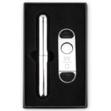 Engraved Stainless-Steel Cigar Cutter & Tube Gift-Set - Stacked Monogram