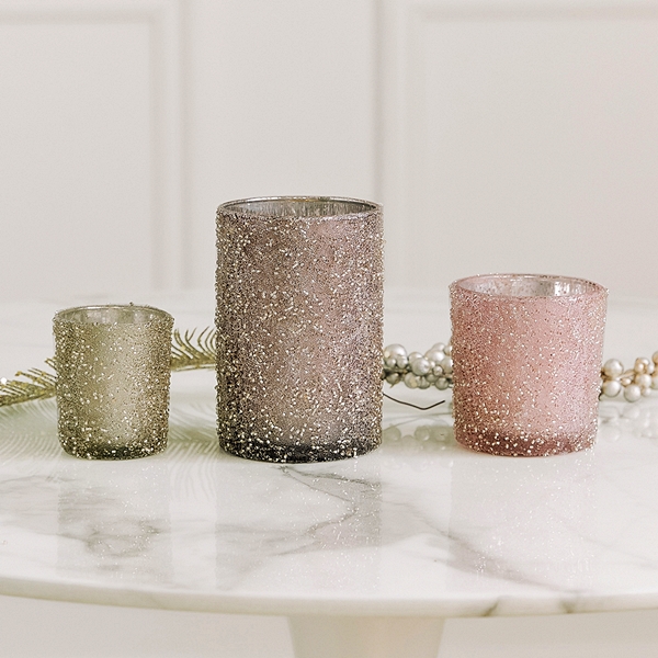 Weddingstar Sugar-Frosted Pastel Tealight Candle Holders Set of 3