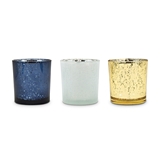 Weddingstar Blue/Gold/Pearl Mercury Glass Tealight Candle Holders (6)