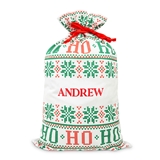 Large Personalized Drawstring Santa Sack for Gifts - Ho Ho Ho