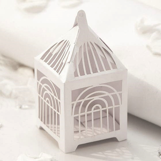 Weddingstar Pearl-White-Colored Minituare Birdcage Favor Boxes (Set of 10)