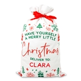 Large Personalized Drawstring Merry Little Christmas Santa Gifts Sack