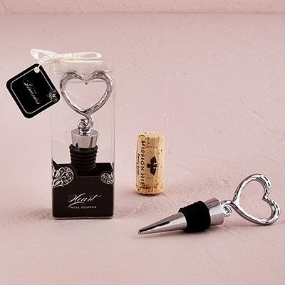 Weddingstar Stylized Heart-Shaped Chrome-Plated Bottle Stopper