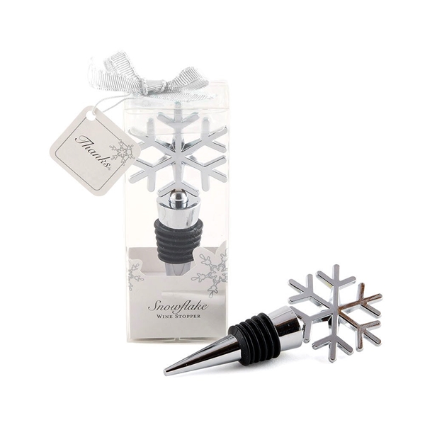 Weddingstar Snowflake-Shaped Chrome-Plated Bottle Stopper