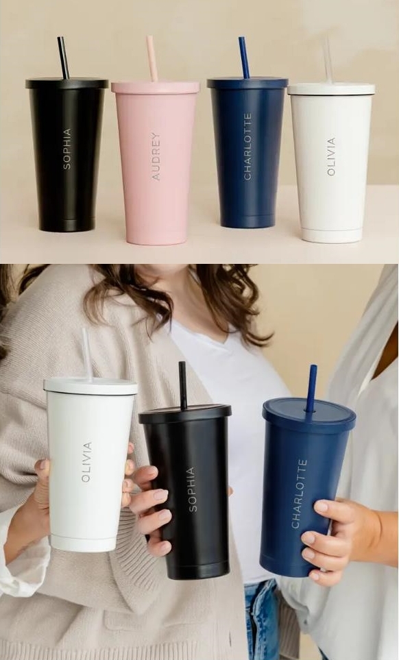 Personalized Vertical Contemporary Stainless-Steel Insulated Tumbler