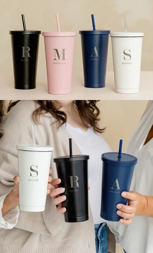 Personalized Modern Serif Intitial Stainless-Steel Insulated Tumbler