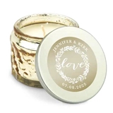 Weddingstar Personalized Gold Mercury Glass Candle Favor - Love Wreath