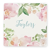 Personalized 'Floral Garden Party' Design White Sandstone Coasters (Set of 4)