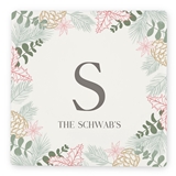 Personalized 'Woodsy Blush Frame' Design White Sandstone Coasters (Set of 4)