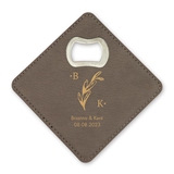 Personalized Gray Faux-Leather Coaster with Bottle Opener (Monogram Designs)