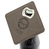 Personalized Gray Faux-Leather Coaster with Bottle Opener (Many Designs)