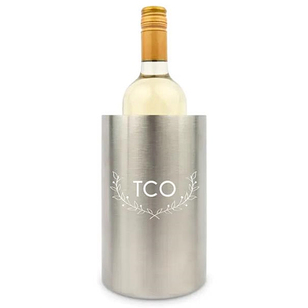 Personalized Double-Wall Insulated Wine Bottle Cooler - Woodland Monogram