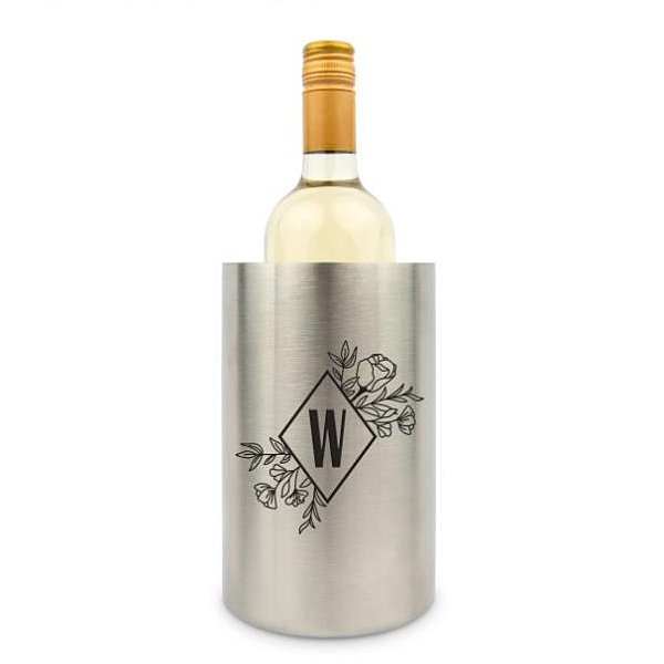 Personalized Double-Wall Insulated Wine Bottle Cooler - Floral