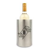 Personalized Double-Wall Insulated Wine Bottle Cooler - Floral Monogram