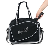 Personalized Black & White Pickleball Bag with Paddle Holder - Calligraphy Name