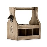 Personalized Wooden Beer Bottle Caddy with Opener - Geo Monogram