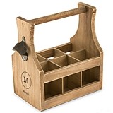 Personalizable Wood Bottle Caddy with Bottle Opener (5 Designs)