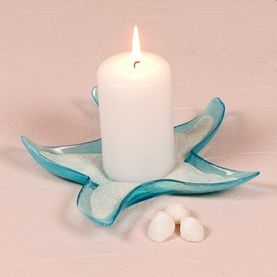 Large Starfish-Shaped Glass Candle Holders/Dishes (Set of 4)