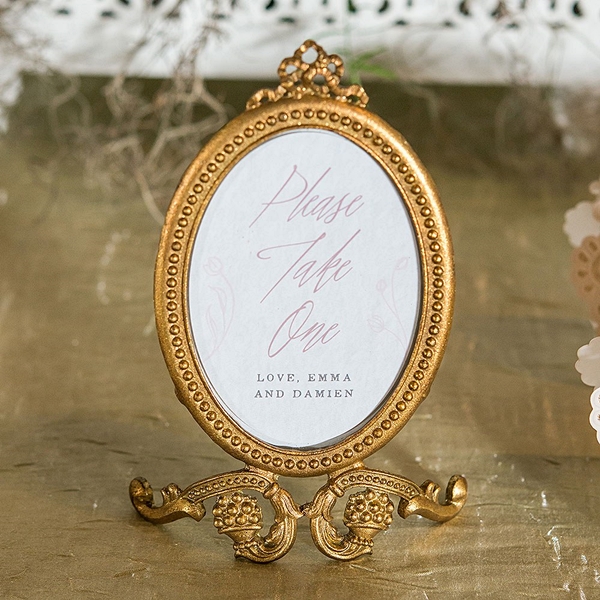 Weddingstar Gold-Colored-Metal Small Oval Baroque Frame