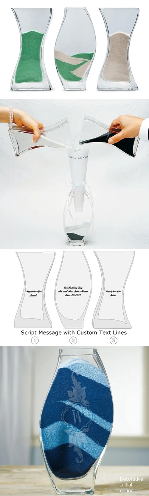 Weddingstar Monogrammed Unity Sand Ceremony Nesting Vase Set