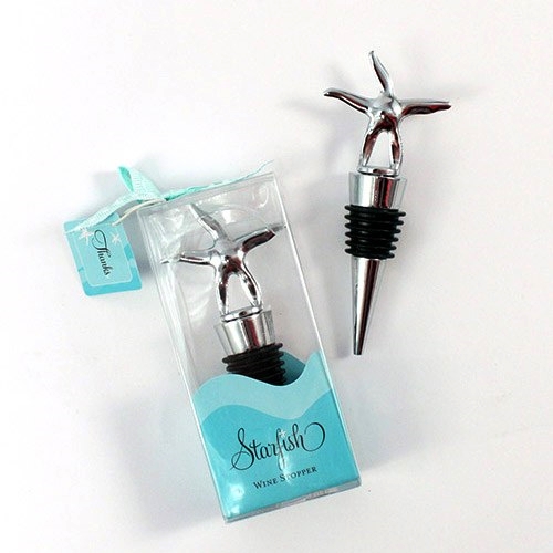 Weddingstar Starfish-Topped Chrome-Plated Bottle Stopper