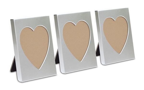 Miniature Easel-Backed Heart-Cutout Aluminum Photo Frames (Set of 4)