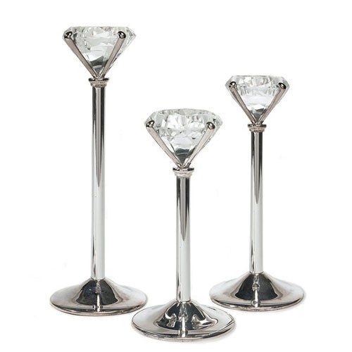 Silver-Plated Diamond-Ring-Shaped Tealight Holders (Set of 3)