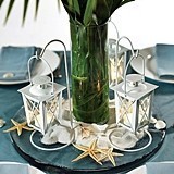 White Mini Lantern Wedding Centerpieces with Hangers (Set of 2)