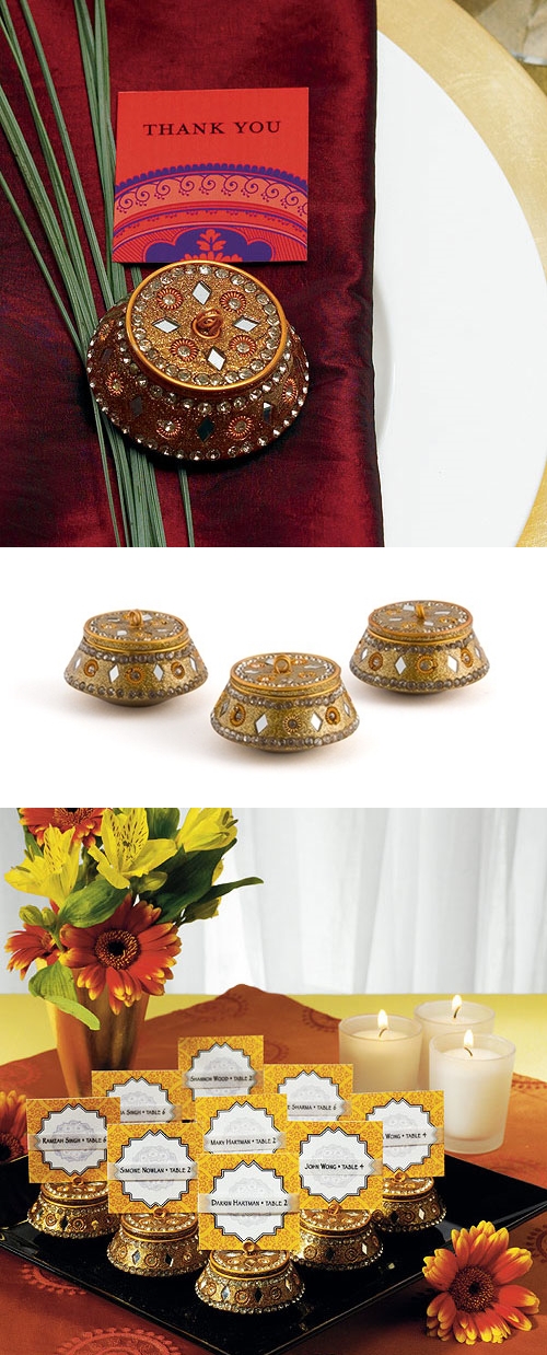 Morrocan-Style Golden Lac Boxes/Place Card Holders (Set of 4)